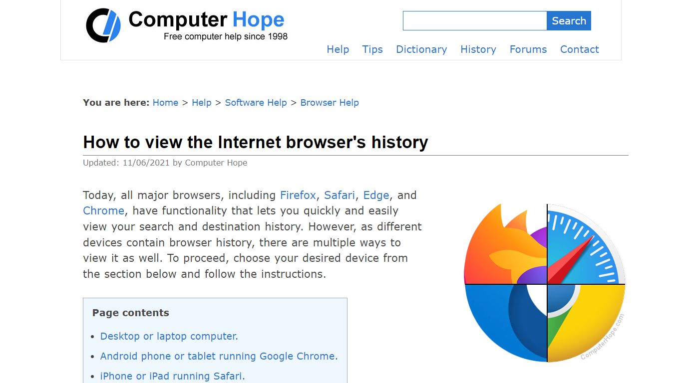 How to View the Internet Browser's History - Computer Hope